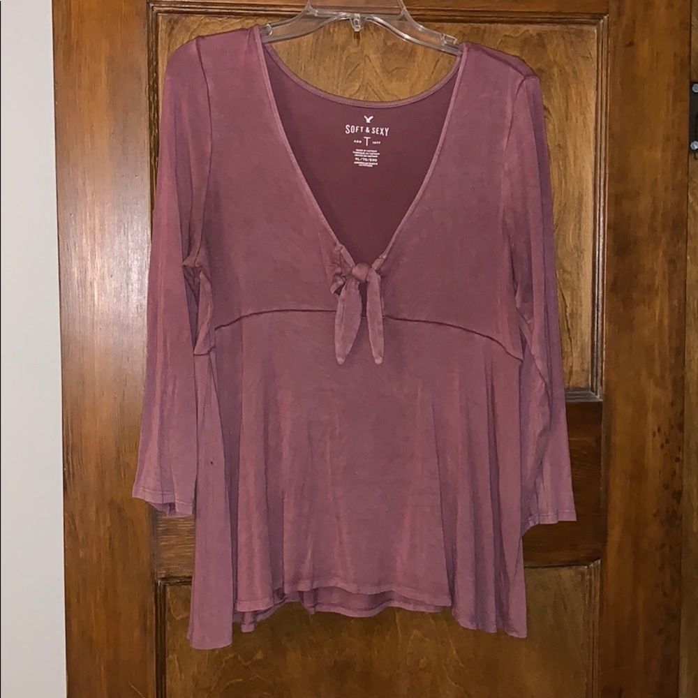 3/4 Sleeve Front Tie Soft and Sexy T